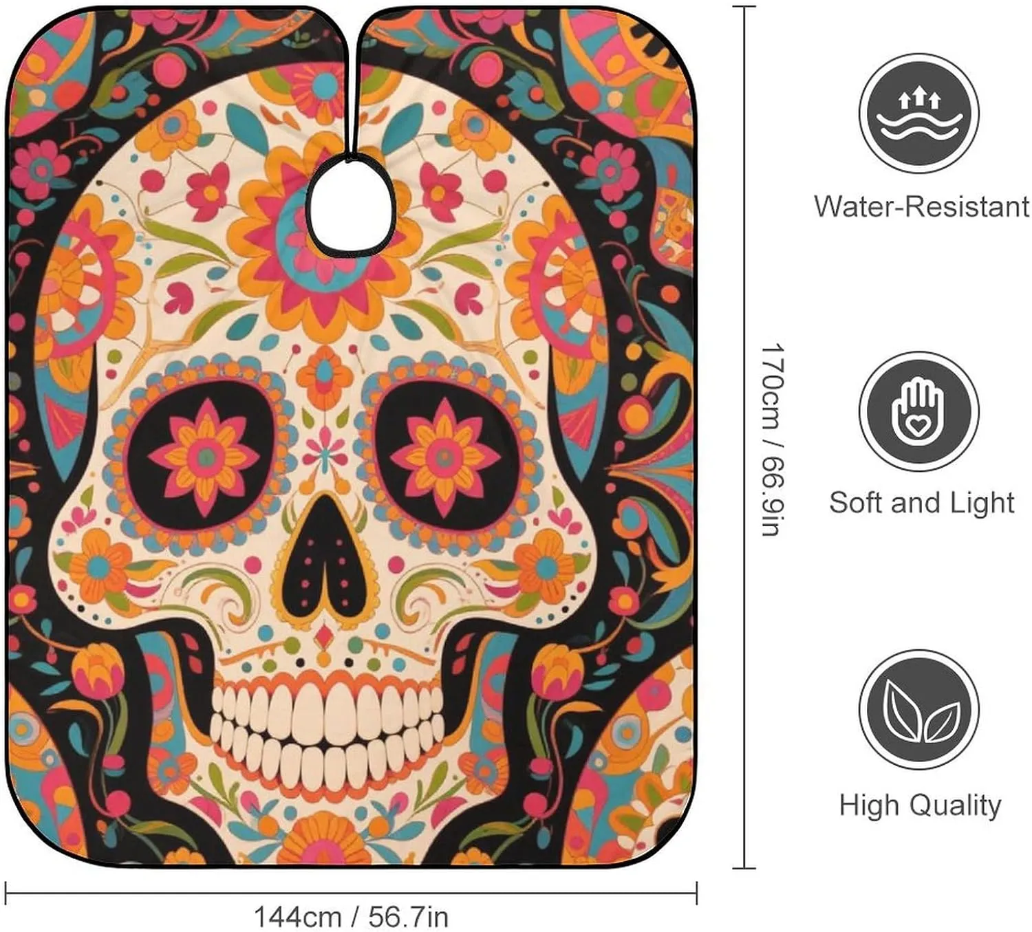 Adjustable Salon Cape - Dyeing Salon Apron Mexican Sugar Skull Flower Art Shampoo & Cutting Household Capes Wrap for Hair Dye