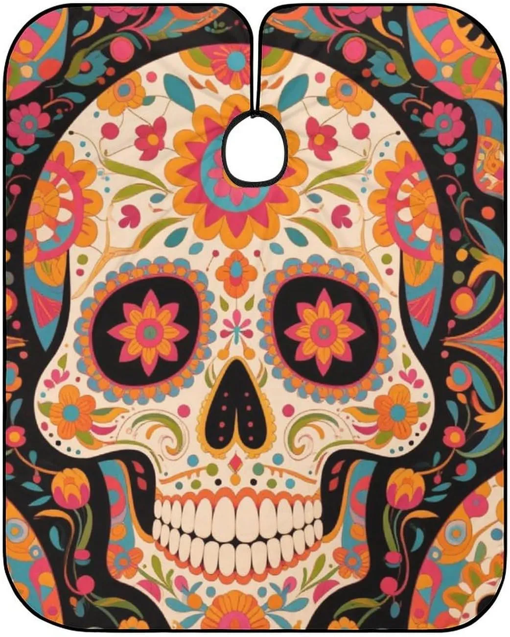 Adjustable Salon Cape - Dyeing Salon Apron Mexican Sugar Skull Flower Art Shampoo & Cutting Household Capes Wrap for Hair Dye