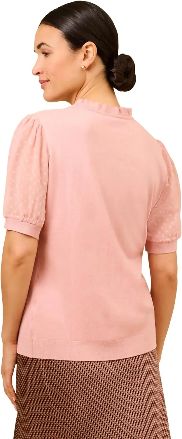 Adrianna Papell Women's Clip Dot Puff Sleeve Twofer