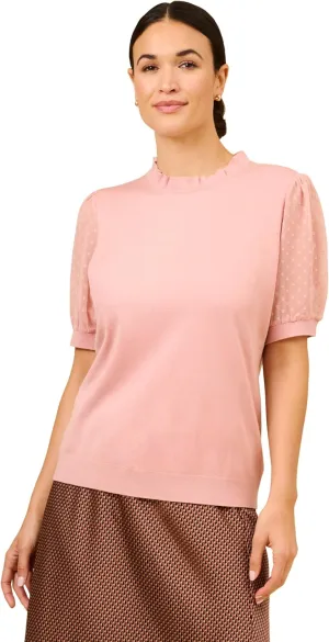 Adrianna Papell Women's Clip Dot Puff Sleeve Twofer