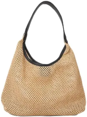 Aesthetic Boho Woven Bag Women Kawaii Wicker Purse Coquette Tote Bag Fairycore Rattan Bag Cute Straw Crossbody Bag (Black,One size)