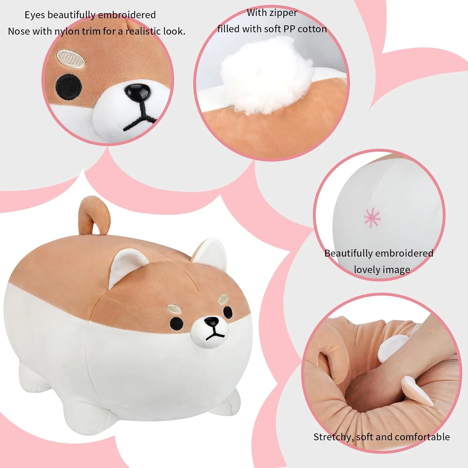 AFAN Shiba Inu Stuffed Animal Plush Kawaii Corgi Dog Plush Pillows Cute Soft Dog Toy Plushies Gifts for Boys Girls Kids (Brown, 11.8 Inch)