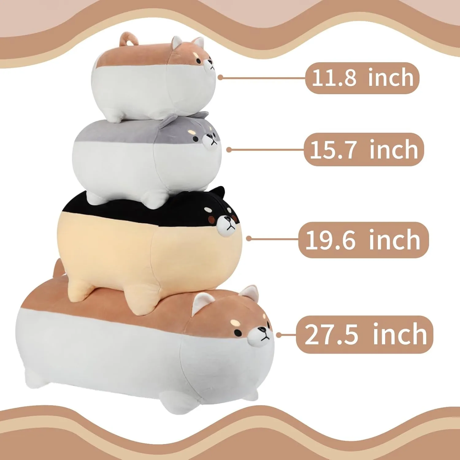 AFAN Shiba Inu Stuffed Animal Plush Kawaii Corgi Dog Plush Pillows Cute Soft Dog Toy Plushies Gifts for Boys Girls Kids (Brown, 11.8 Inch)