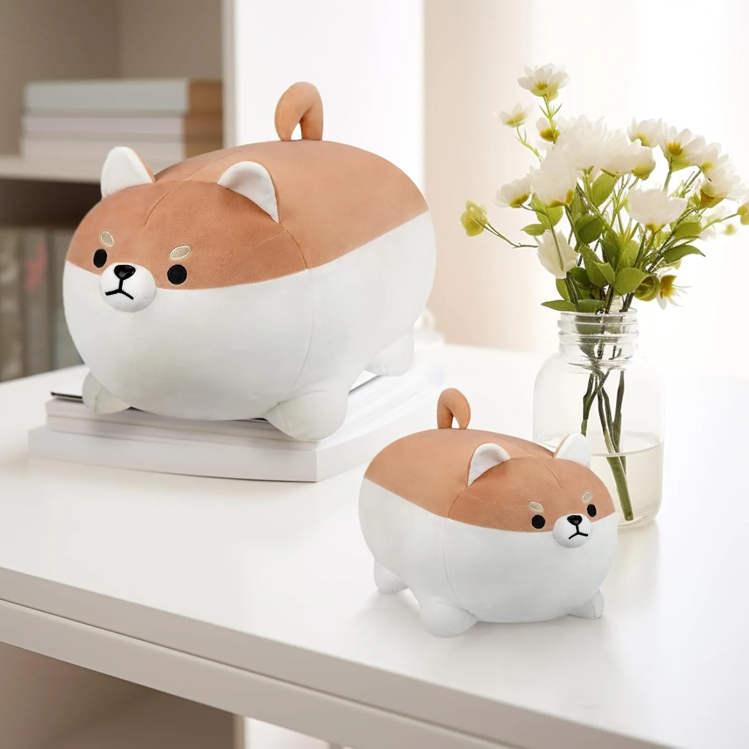 AFAN Shiba Inu Stuffed Animal Plush Kawaii Corgi Dog Plush Pillows Cute Soft Dog Toy Plushies Gifts for Boys Girls Kids (Brown, 11.8 Inch)