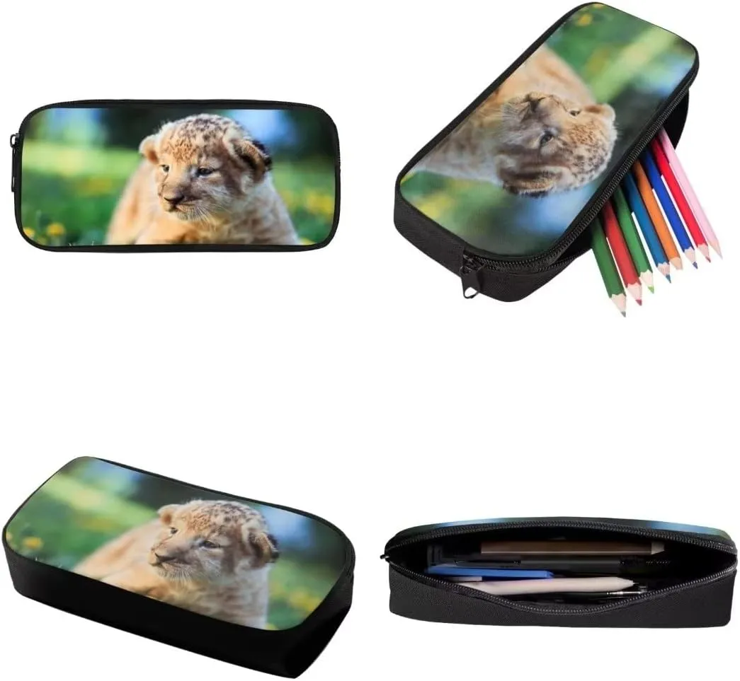 African Lion Lightweight Travel School Backpack Set with Lunch Bag and Pencil Case for Girls Teens Kids
