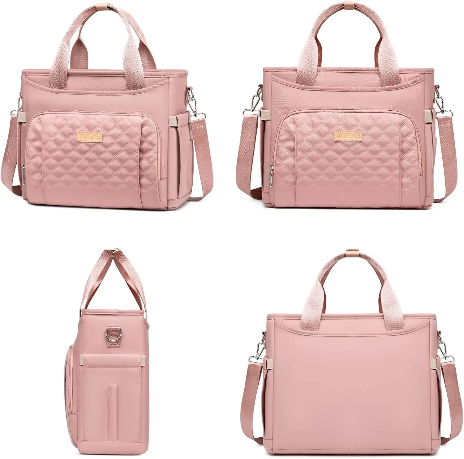 AIJIEKE Insulated Lunch Bag for Women, Lunch Box, Lunch Tote for Work, Large Leak Proof Cooler Bag with Removable Strap, Reusable Adult Lunchbag, Picnic, Office, Beach, Pink