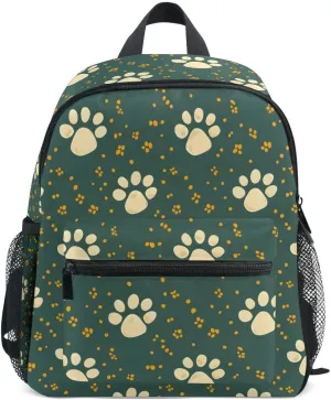 ALAZA Dog Paw Print Dot Green Toddler Backpack Kid's School Bag Preschool Kindergarten Elementary School for Boys Girls