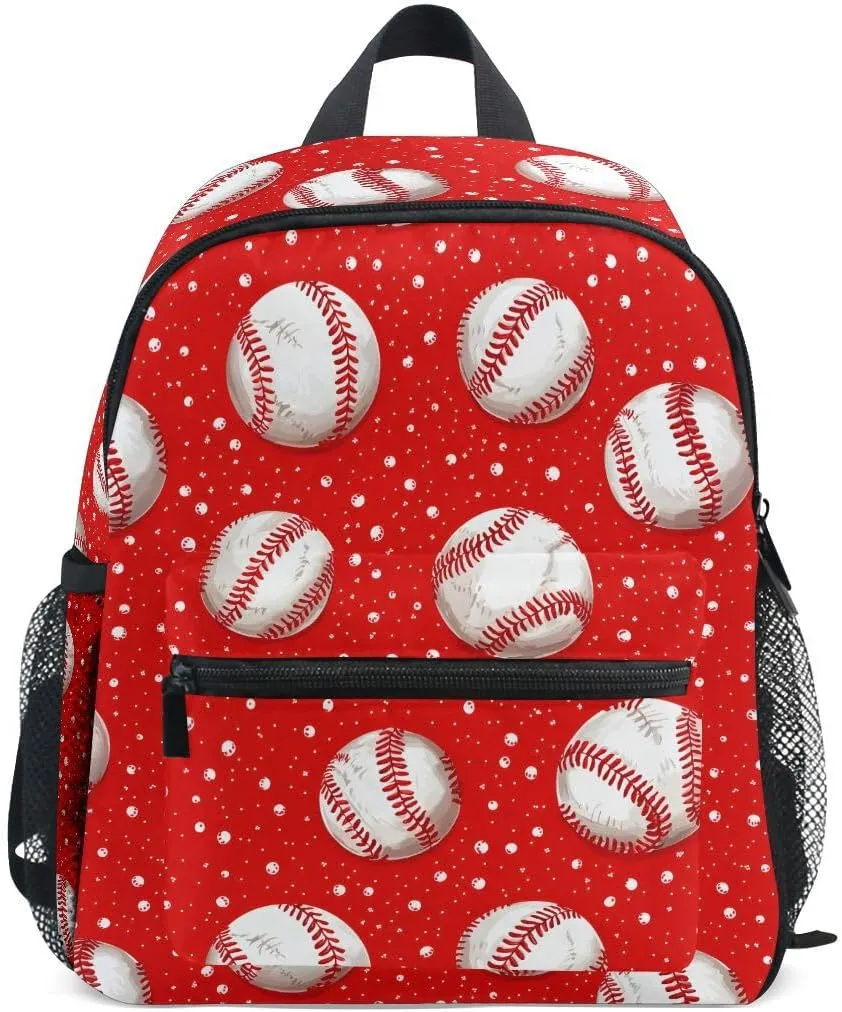 ALAZA Funny Baseball White Red Dot Toddler Backpack Kid's School Bag Preschool Kindergarten Elementary School for Boys Girls