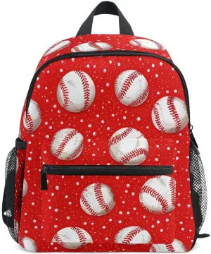 ALAZA Funny Baseball White Red Dot Toddler Backpack Kid's School Bag Preschool Kindergarten Elementary School for Boys Girls