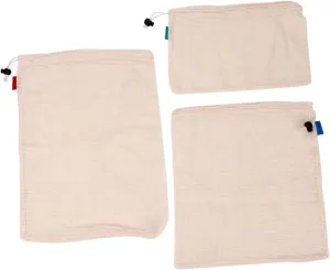 Alipis Cotton Mesh Fruit Veg Bags Shopping Storage Net Bags Drawstring Handbags Lightweight (3 Sizes 43x30cm 35x30cm 20x30cm)