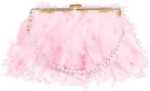 Amylove Feather Clutch Purses for Women Wedding Evening Bride Furry Purse Classy Fringe Glossy Designer