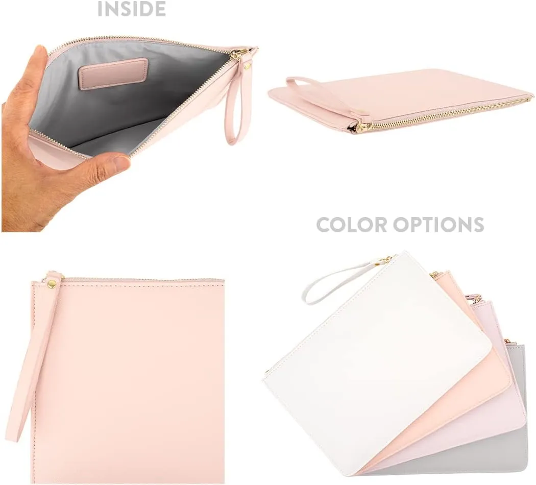 Andaz Press Personalized Vegan Leather Wristlet Clutch Purse Pouch Bag for Women, Bridesmaid Proposal Gifts Cursive Custom Name Cosmetic Bag for Wedding Bachelorette Bridal Shower Bridal Party, 1-Pack