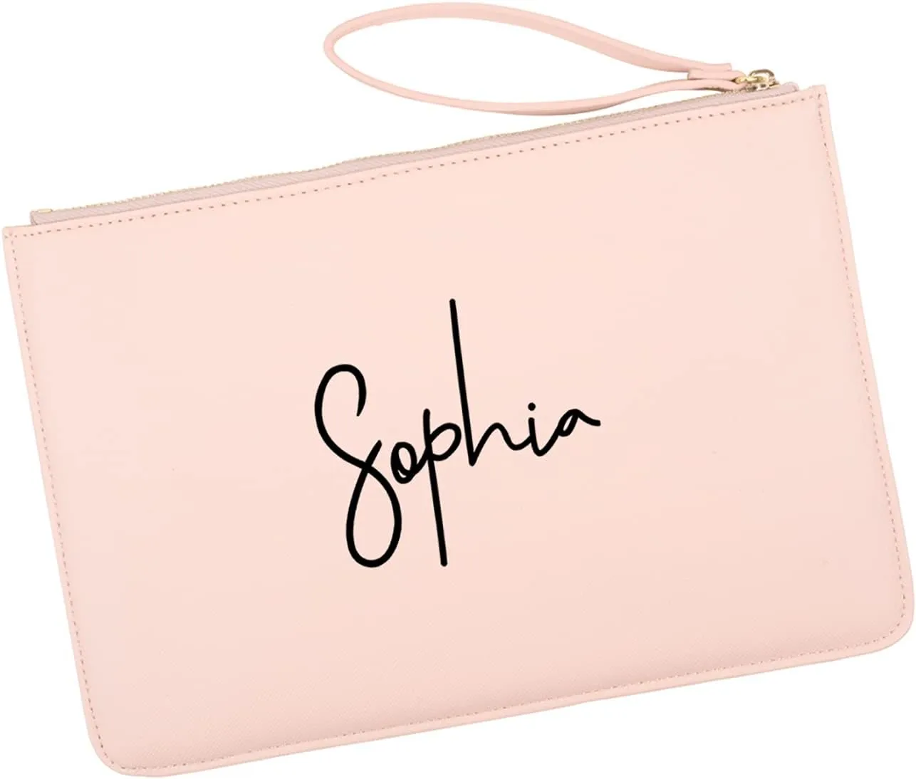 Andaz Press Personalized Vegan Leather Wristlet Clutch Purse Pouch Bag for Women, Bridesmaid Proposal Gifts, Custom Name Cosmetic Bag for Wedding, Bachelorette, Bridal Shower, Bridal Party, 1-Pack