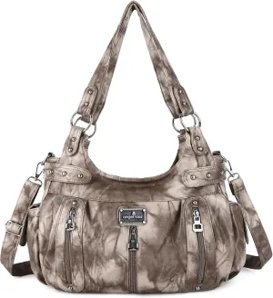 Angelkiss Large Purses and Handbags for Women Washed Faux Leather Crossbody Hobo Satchel Shoulder Handbag Tote Purse