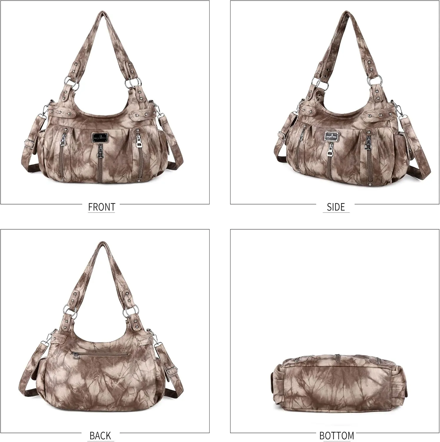 Angelkiss Large Purses and Handbags for Women Washed Faux Leather Crossbody Hobo Satchel Shoulder Handbag Tote Purse
