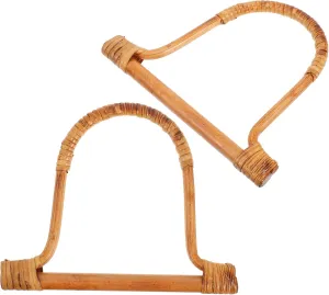 Angoily 2Pcs Decorative Rattan Bag Handles Ergonomic Purse Replacement Handles for Crafts Rustic Style Handbag Accessory Sturdy and Elegant Design
