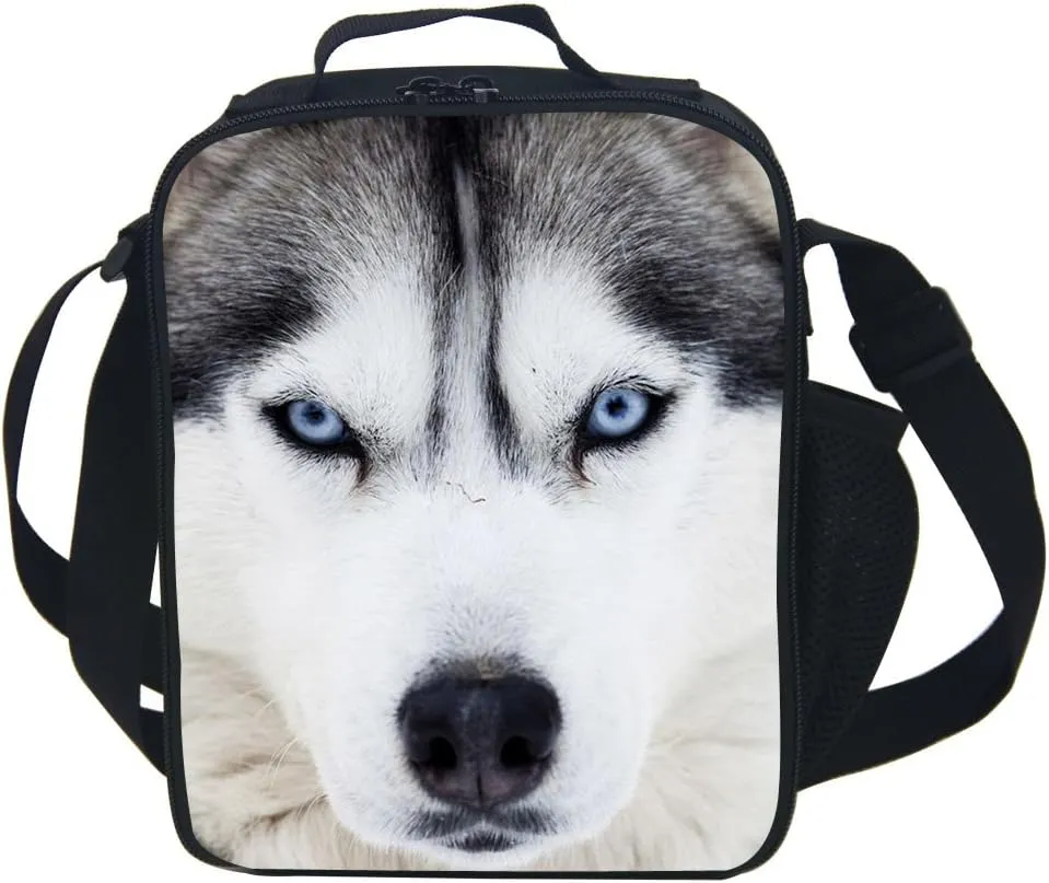 Animal Dinosaur Cat Shark Husky and Dolphin Insulated Lunch Box Cooler Bag (Husky 1)