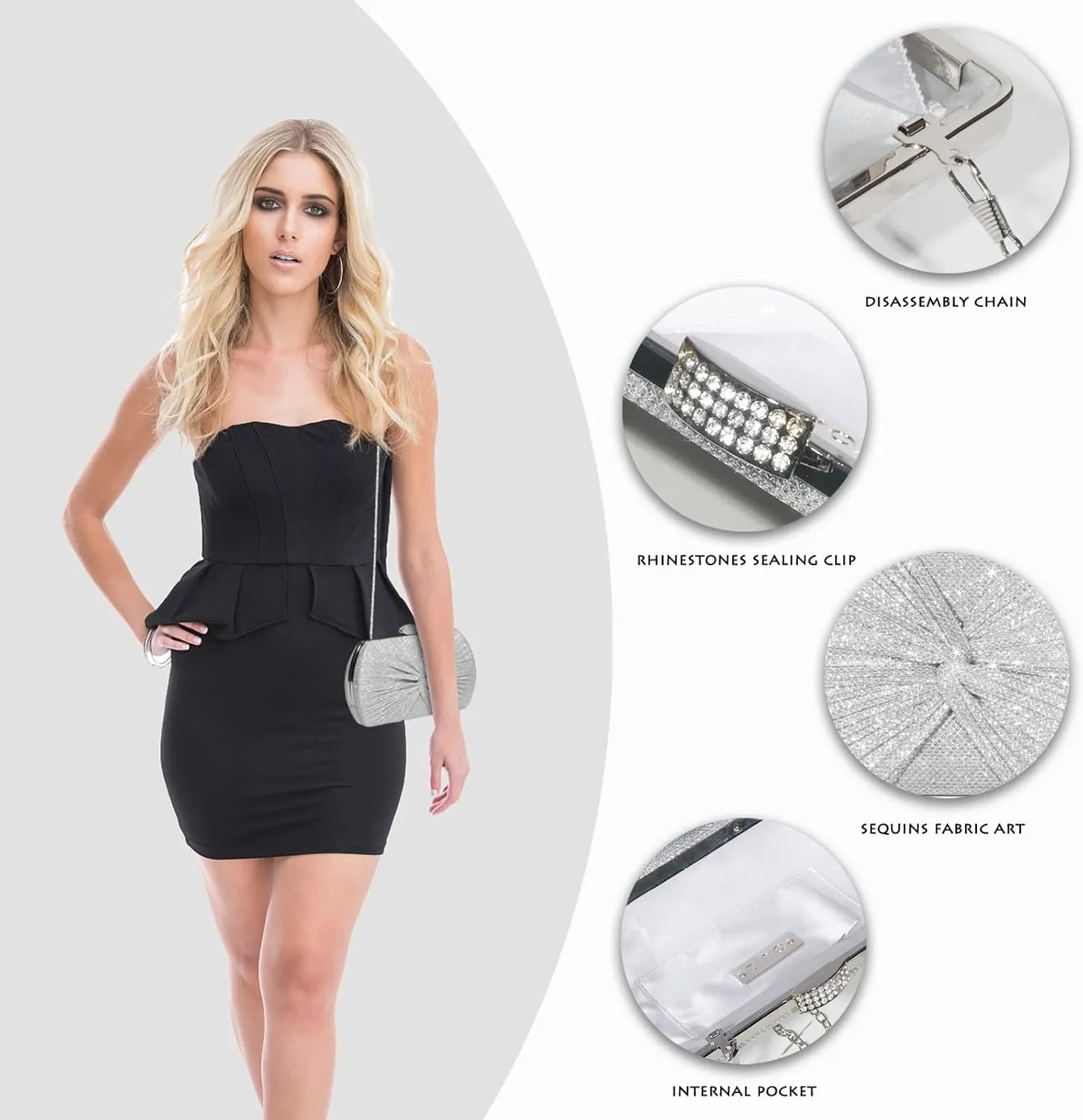 AOYUNHUI Clutch Purses for Women Wedding Cross Body Bag Purses for Women Wedding Prom Party Club