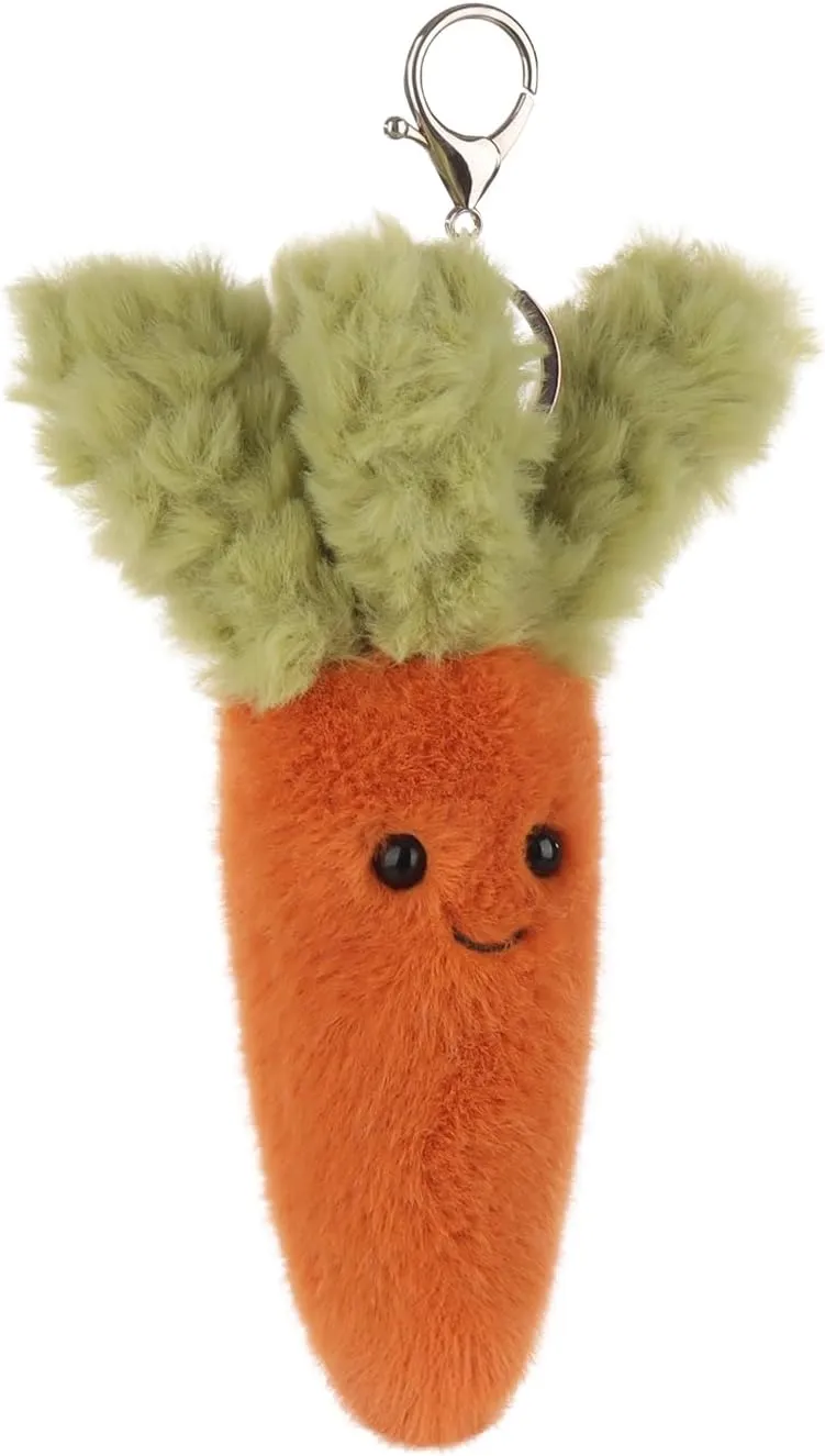Apricot Lamb Carrot Cute Keychain, Soft Stuffed Plush Keychain Toys for Kids’ Backpack, Purse, 6.3 Inches