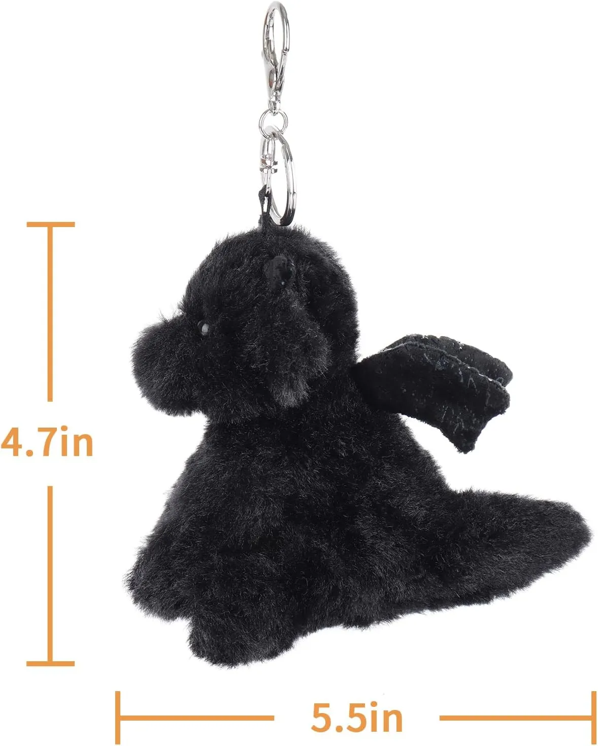 Apricot Lamb Cute Toys Plush Black Dragon Dinosaur Stuffed Animal Soft Keychain for Kids Bag, Purse, Backpack, Handbag (Black Dragon，3.9 Inches)