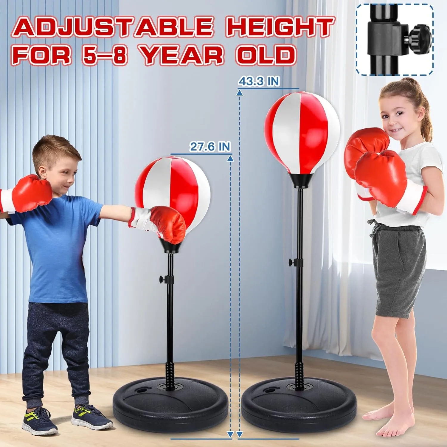 Arcade Basketball Game Set for Kids, Boy Toys Basketball Hoop with Balls for 3 to 12 Years Old, Adjustable Height w/Pump & Storage Net for Kids Indoor Outdoor Sports Play