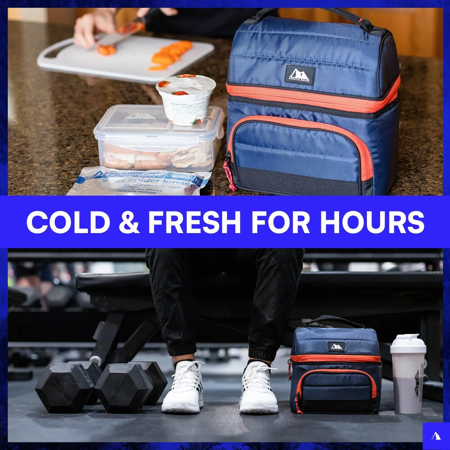 Arctic Zone Ultimate Secret Lunch Bucket - Dual Compartment Insulated Lunch Pack - Navy