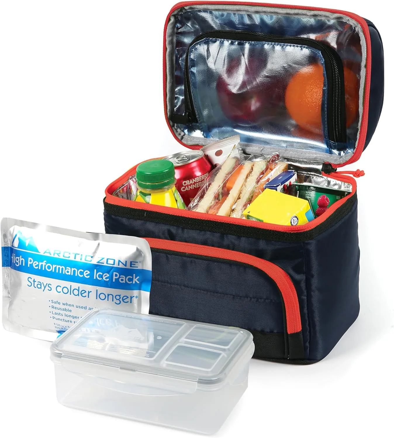 Arctic Zone Ultimate Secret Lunch Bucket - Dual Compartment Insulated Lunch Pack - Navy