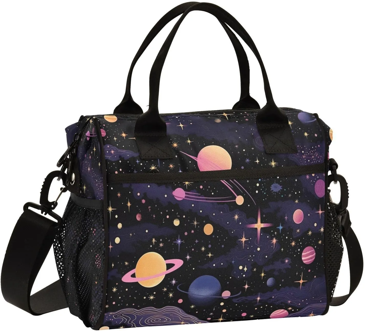 Astronomy Illustration Design (4) Lunch Box for Women & Men Insulated Lunch Bag with Container Included Reusable Cooler Bag with Adjustable Shoulder Strap for Work Picnic Medium