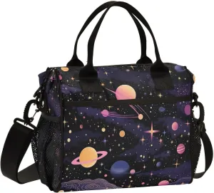 Astronomy Illustration Design (4) Lunch Box for Women & Men Insulated Lunch Bag with Container Included Reusable Cooler Bag with Adjustable Shoulder Strap for Work Picnic Medium