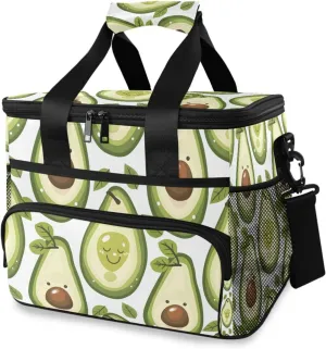 Avocado Green Tropical Fruits Cooler Bag Insulated Cooler Soft Sided Cooler 24 Can Portable Picnic Bag Large Leakproof Lunch Bag Box for Beach Grocery Camping Travel Car Men Women