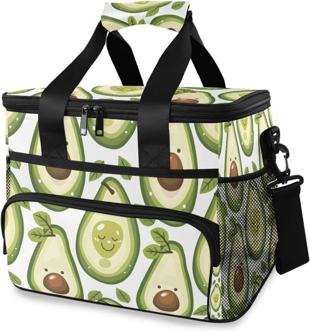 Avocado Green Tropical Fruits Cooler Bag Insulated Cooler Soft Sided Cooler 24 Can Portable Picnic Bag Large Leakproof Lunch Bag Box for Beach Grocery Camping Travel Car Men Women