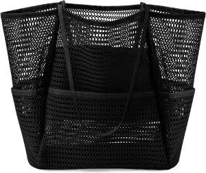 Ayieyill Mesh Beach Bag Tote Bag for Women, Foldable Swim Large Beach Tote Bag with Zipper Pockets Waterproof Sandproof