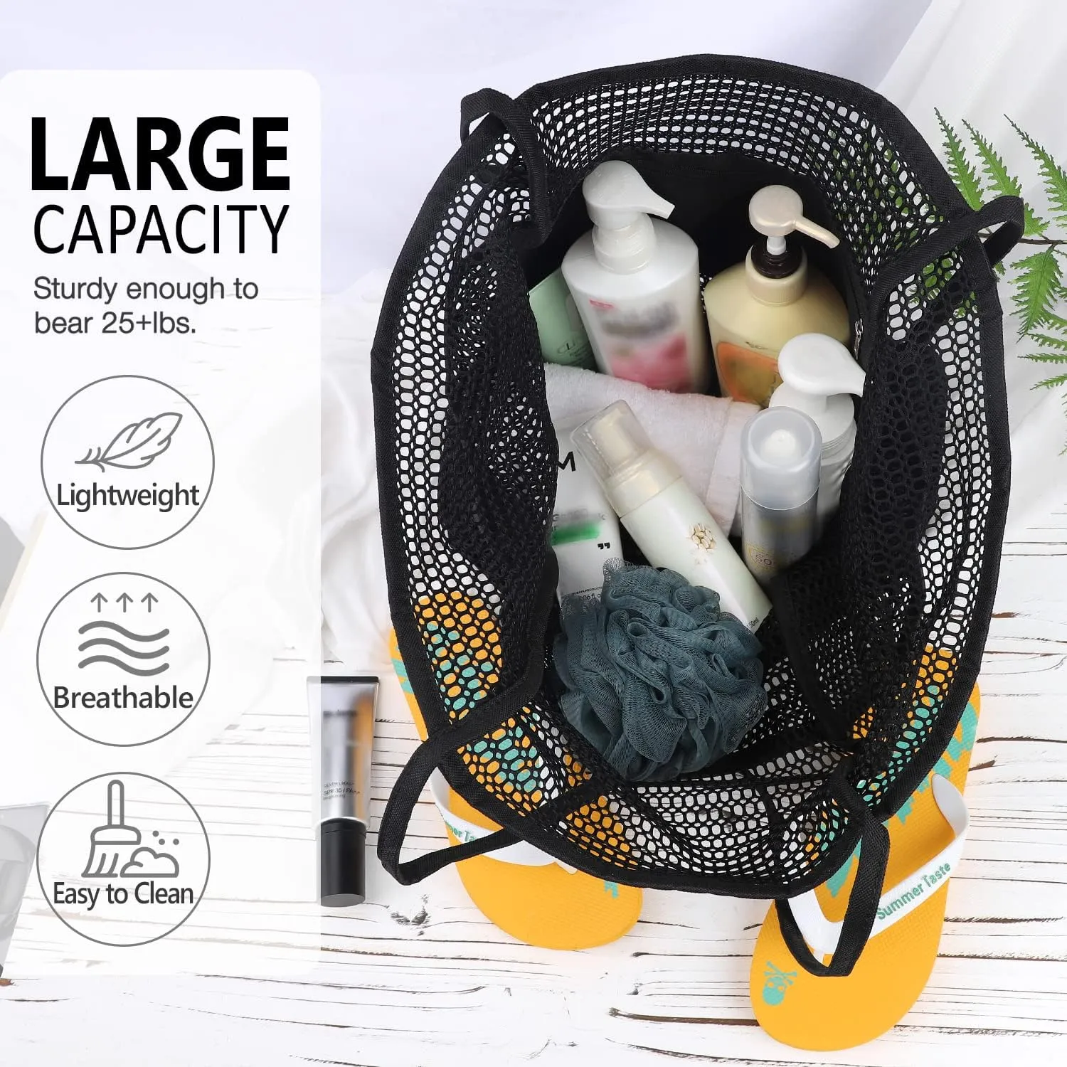 Ayieyill Mesh Beach Bag Tote Bag for Women, Foldable Swim Large Beach Tote Bag with Zipper Pockets Waterproof Sandproof