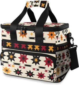 Aztc Western Orange Flower Cooler Bag Insulated Cooler Soft Sided Cooler 24 Can Portable Picnic Bag Large Leakproof Lunch Bag Box for Beach Grocery Camping Travel Car Men Women