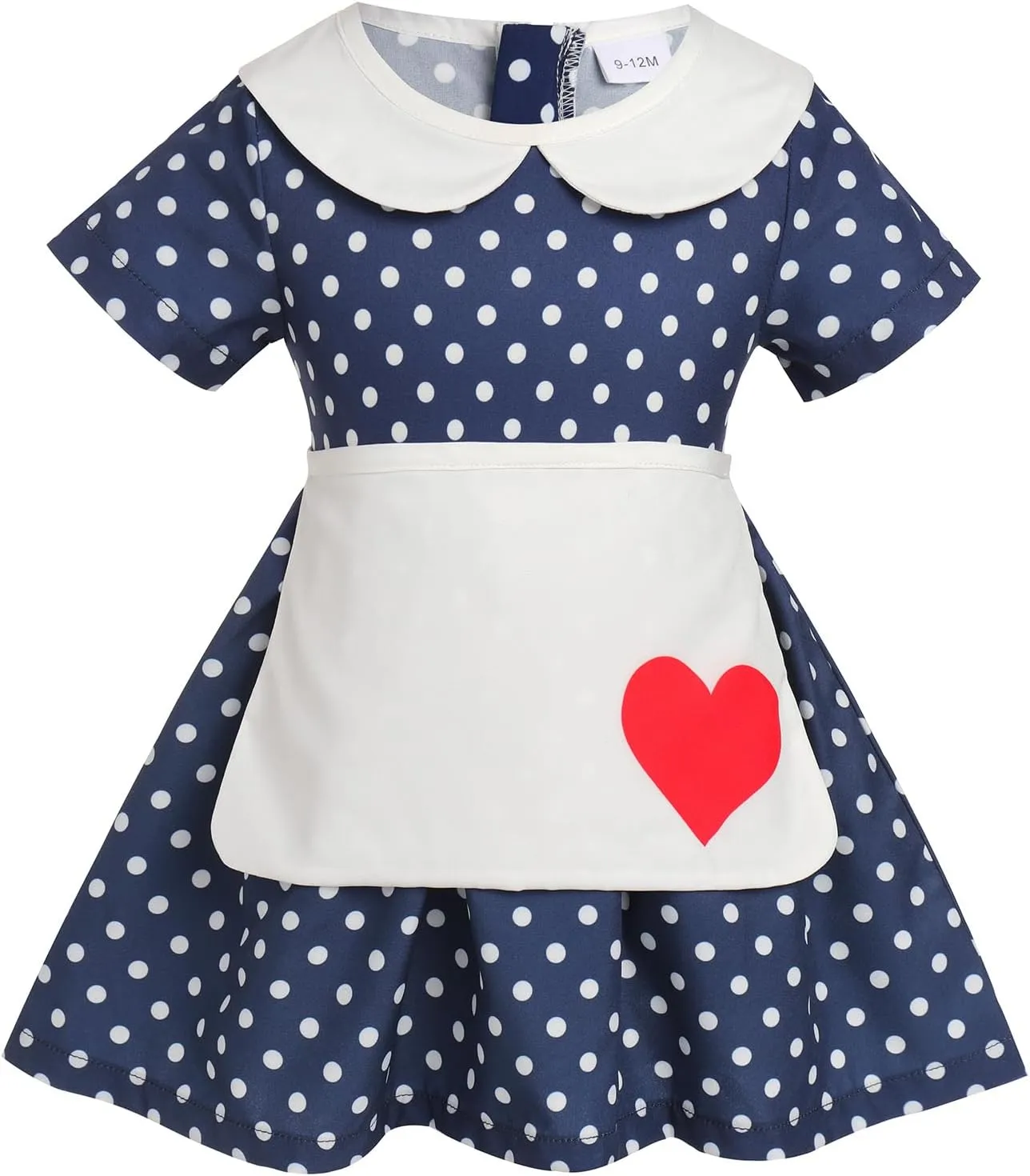 Baby Girls Housewife Cosplay Costume 50s 60s Polka Dot Apron Dress Headband Toddler First Halloween Birthday Outfits