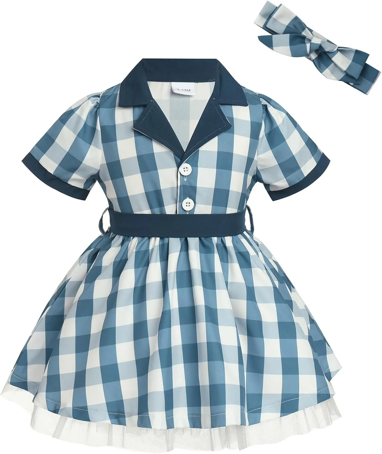 Baby Girls Housewife Cosplay Costume 50s 60s Polka Dot Apron Dress Headband Toddler First Halloween Birthday Outfits