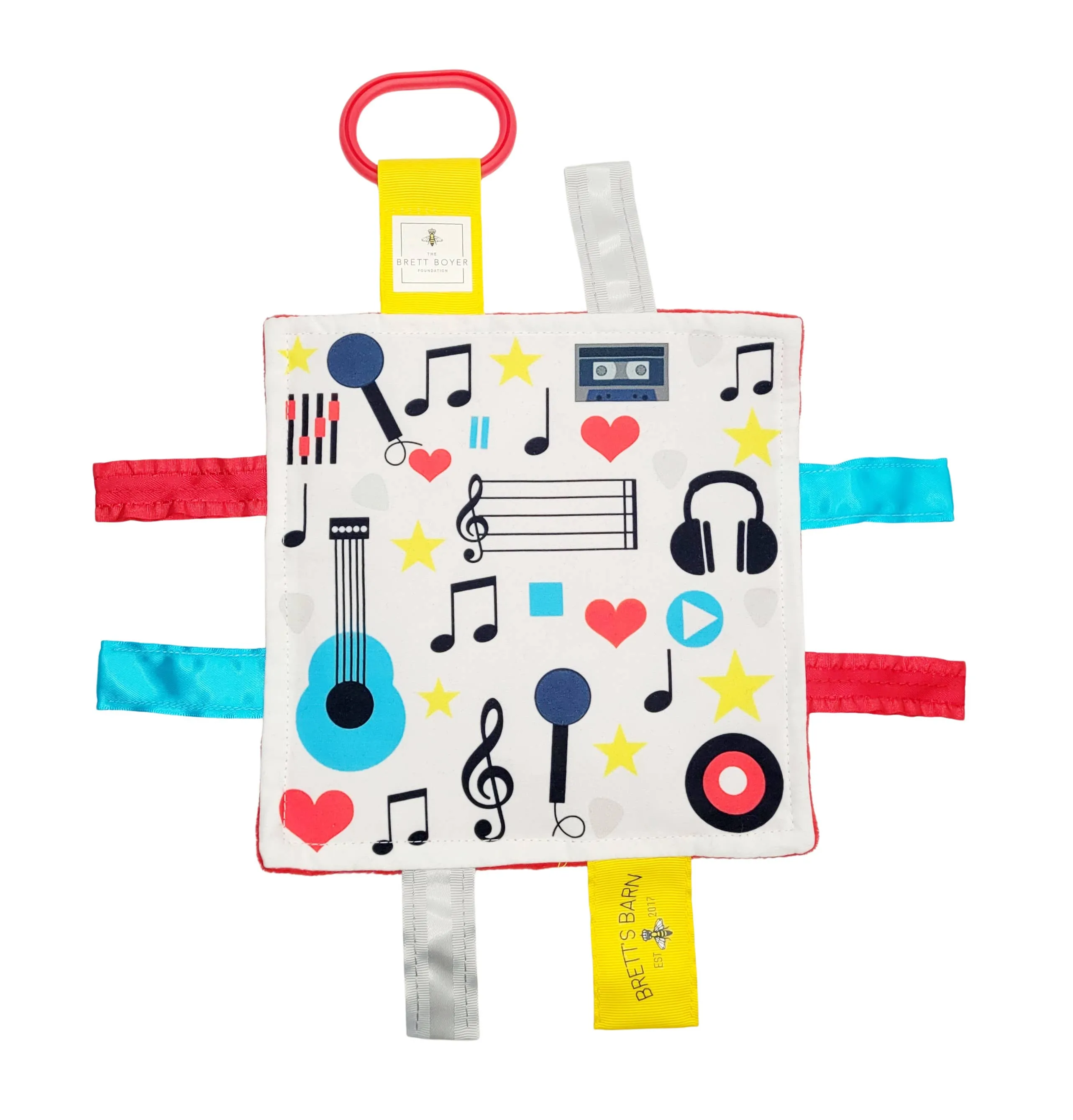 Baby Jack and Company - Music Notes Inclusion Baby Lovey Tag Stroller Toy 8" x 8"