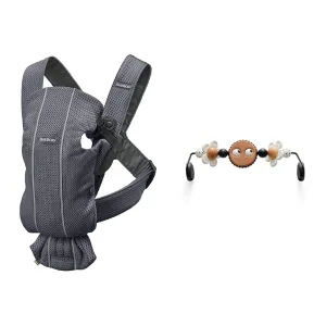 BabyBjörn Baby Carrier Mini, 3D mesh, Anthracite and Toy for Bouncer, Googly Eyes Black & White