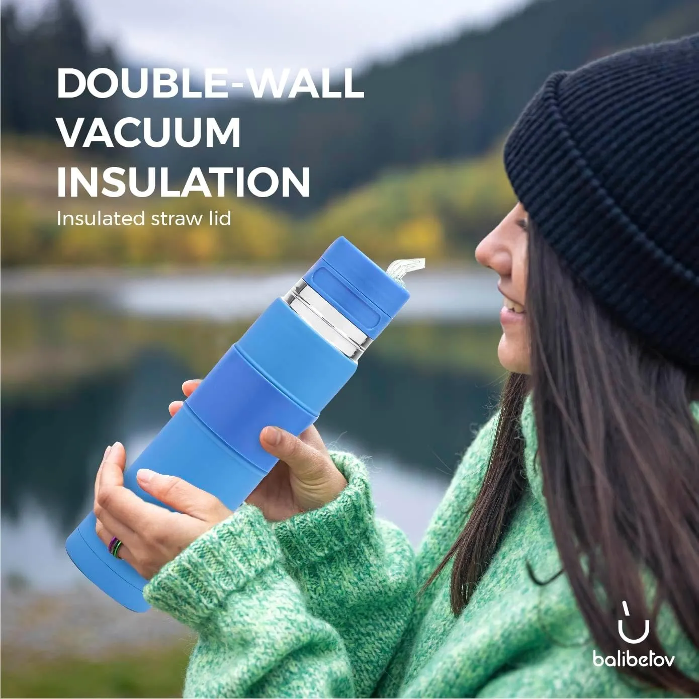 BALIBETOV - New - Stainless Steel Automate - Thermal bottle, Mate Cup and Bombilla All In One - No Need to Refill Every Time You Want to Drink (Blue)