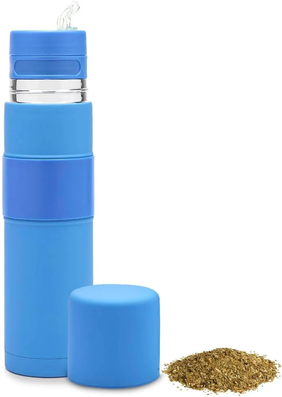 BALIBETOV - New - Stainless Steel Automate - Thermal bottle, Mate Cup and Bombilla All In One - No Need to Refill Every Time You Want to Drink (Blue)
