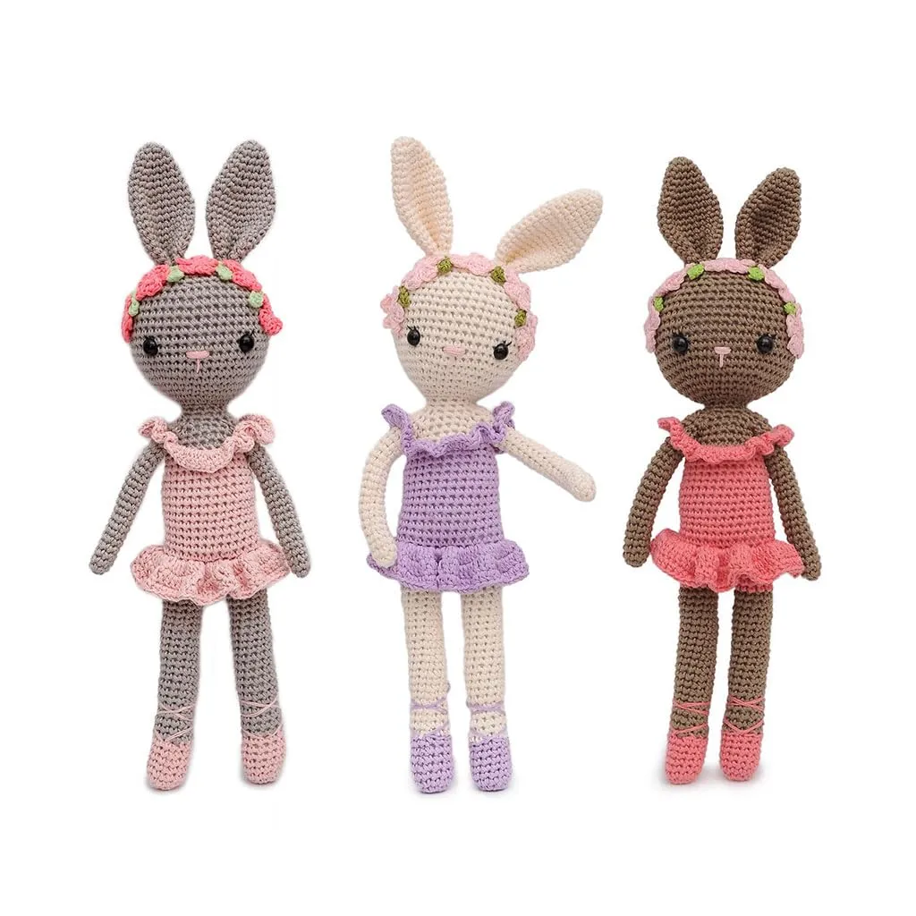 Ballerina Bunny Charlotte Crochet Doll Handmade Amigurumi Plush Toy VAC (Violet)
