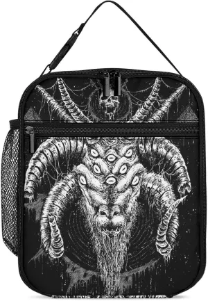 Baphomet Satan Goat Insulated Lunch Bag Reusable Lunch Box Portable Tote Bag for Men Women