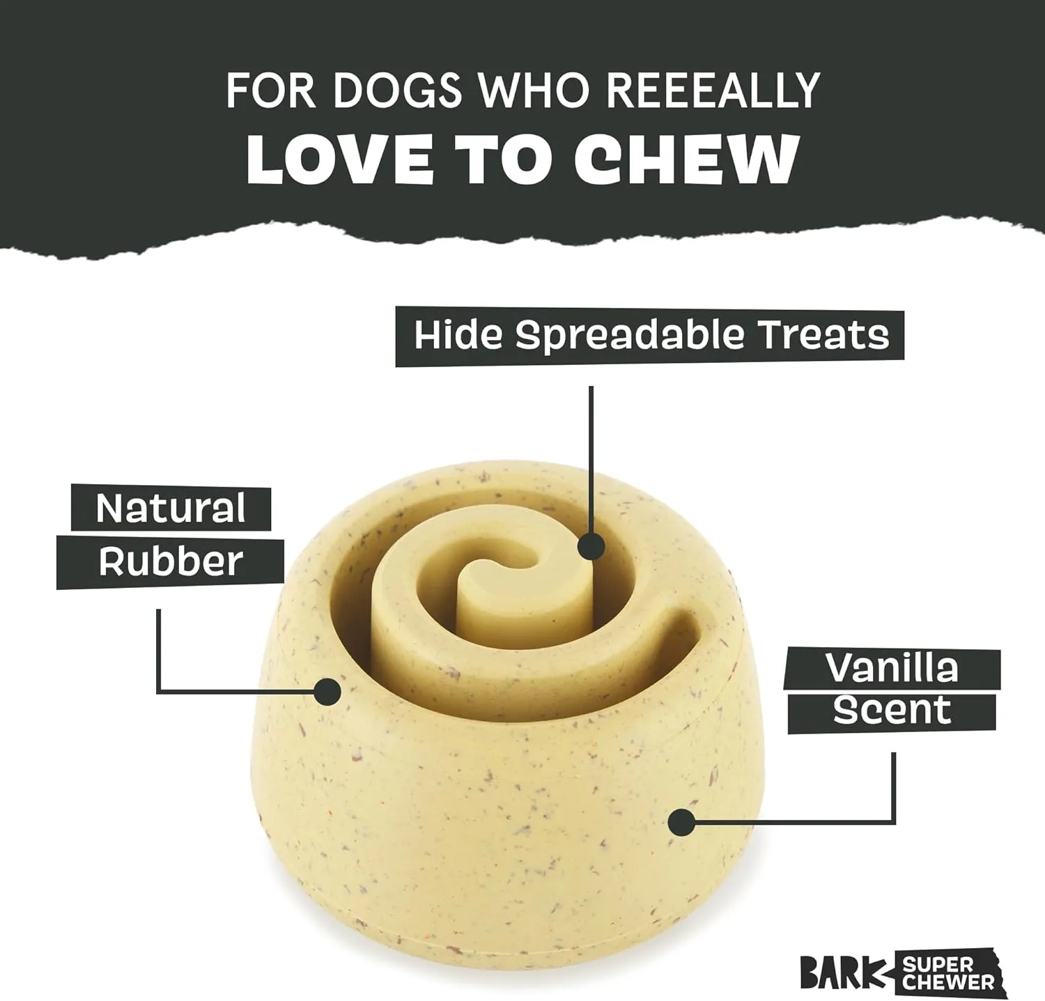 Barkbox Super Chewer Cinamutt Roll Treat Dispensing Toy for Dogs and Puppies, Medium and Large Dogs