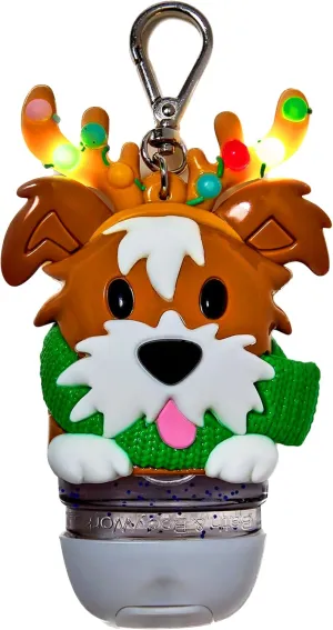 Bath   Body Works Reindeer Dog Hand Sanitizer Holder - Christmas Dog w/Glowing Reindeer Antlers and Christmas Lights Compatible with Mini Travel Size 1oz Christmas Pocketbacs - New for Holiday, 2024