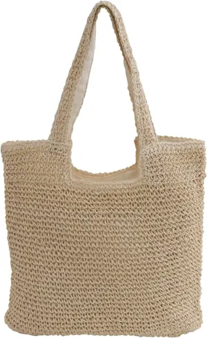 Beach Bag for Women, Straw Handbag with Clutch Top Handle, Rattan Beach Tote Bag for Women, Summer Crossbody Shoulder Bag