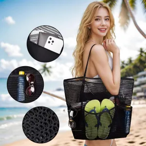 Beach Bag - Mesh Beach Handbag Suitable for Women's Various Holiday Gifts, Suitable for Beach Vacation, Swimming Pool Travel