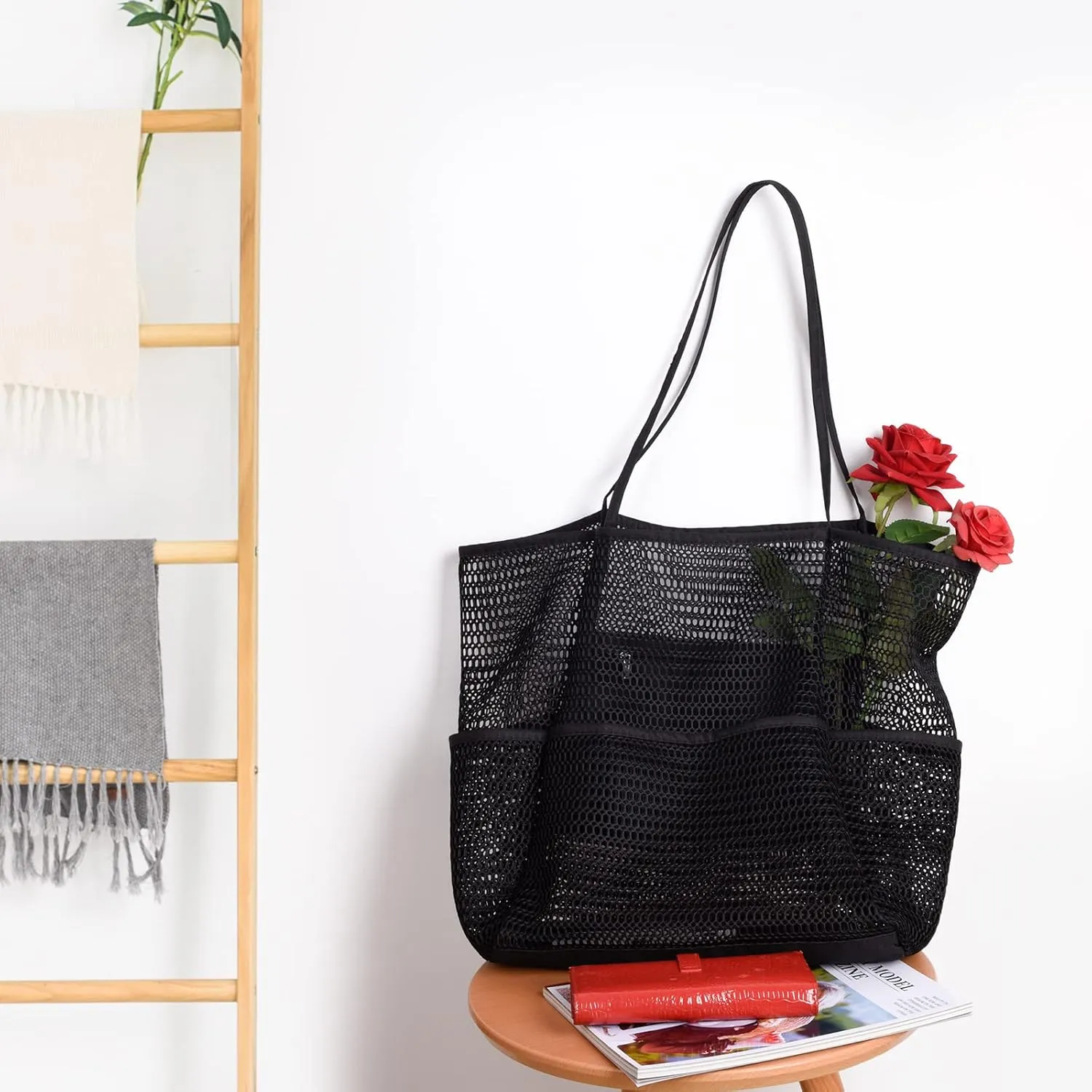 Beach Bag - Mesh Tote Bag Beach Vacation Clothes for Women Pool Bag for Travel Pool Family Cruise Essentials 2025