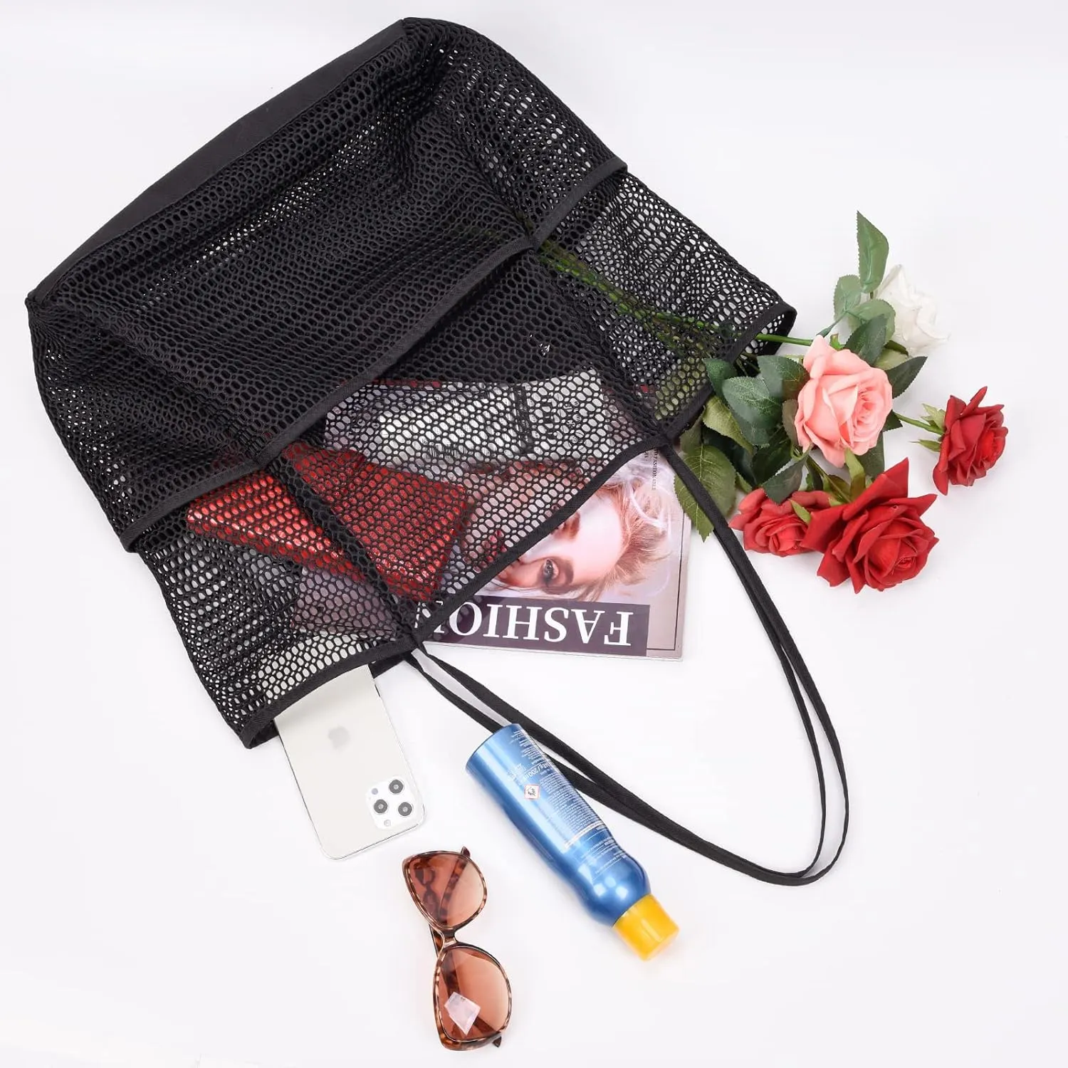 Beach Bag - Mesh Tote Bag Beach Vacation Clothes for Women Pool Bag for Travel Pool Family Cruise Essentials 2025