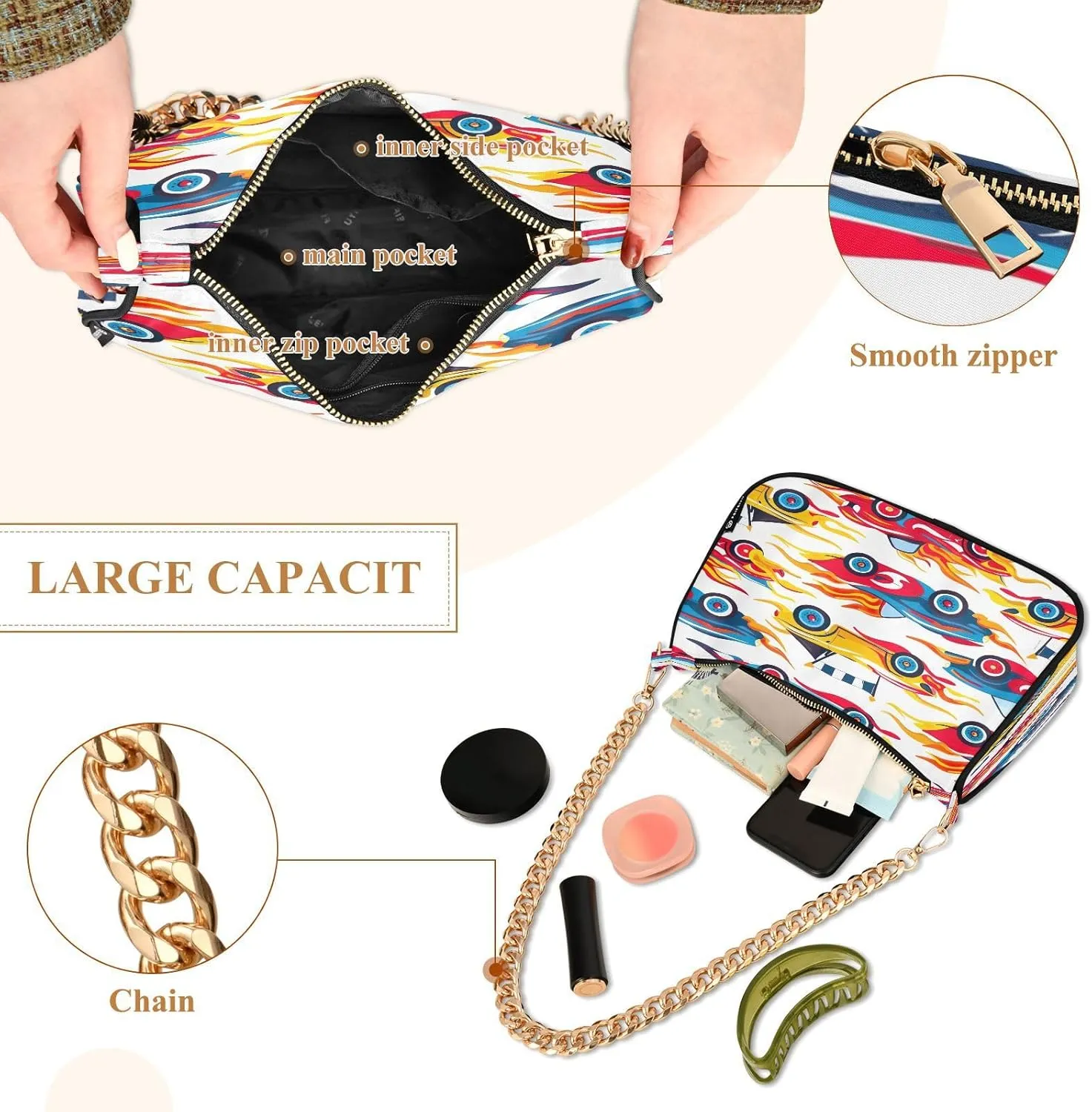 Beach Scene Cats Cute Clutch Purses for Women, Crossbody Bag
