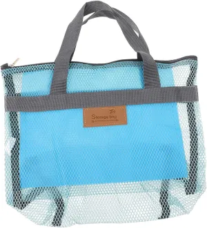 Beach Storage Pouch Tote Bag Organizer Zippered Pocket Women Essentials Storage Bag Mesh Tote Bag